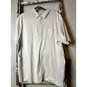 Tommy Bahama Polo Shirt Mens Large Gray Short Sleeve Button‎ Pocket
